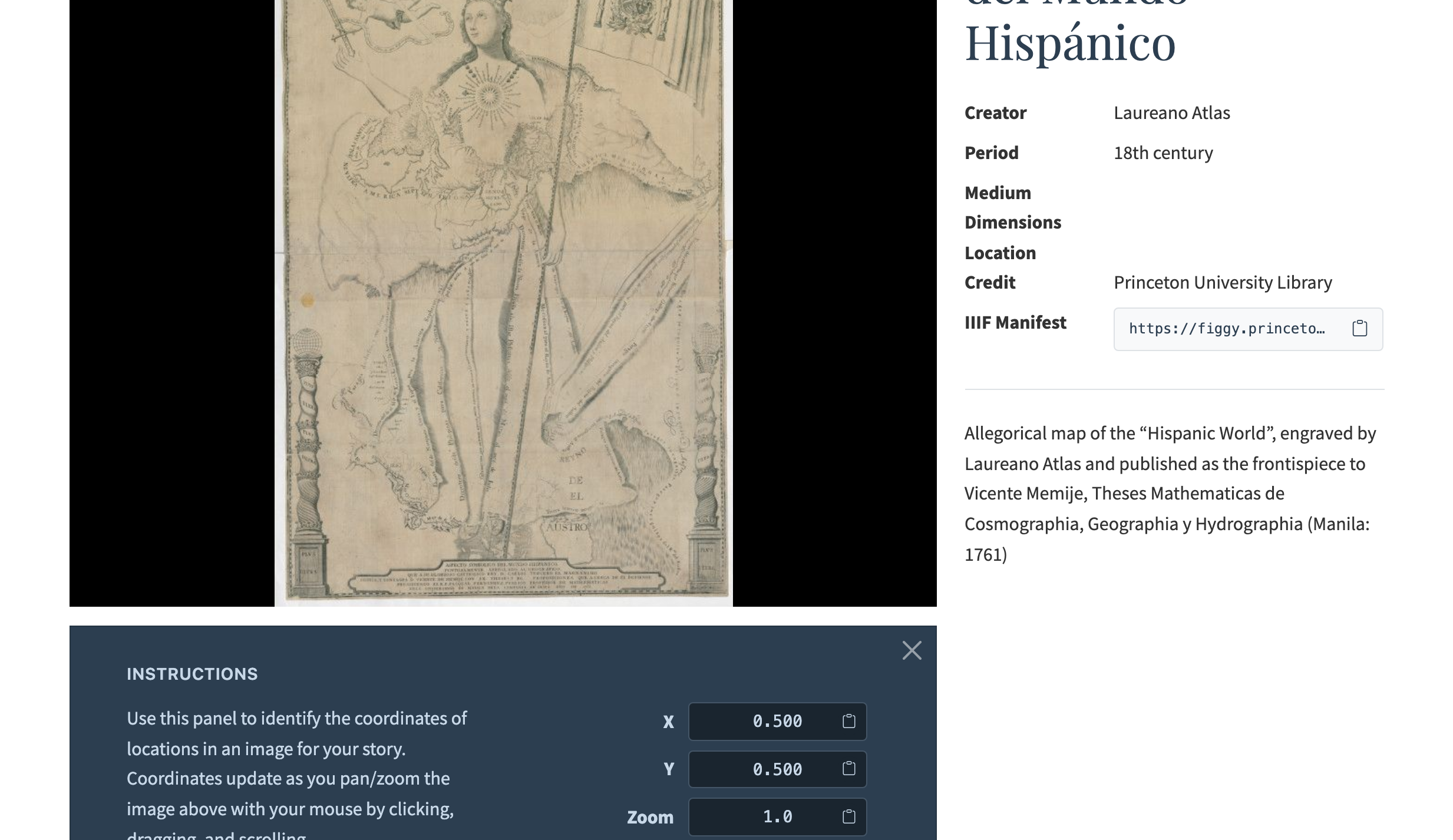 Coordinate picker showing X, Y, and Zoom values below the image viewer