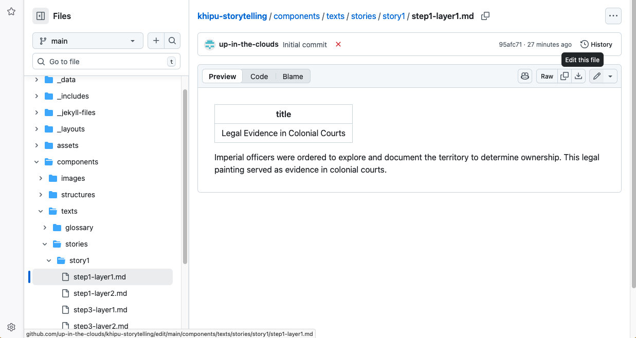 GitHub screenshot for editing file