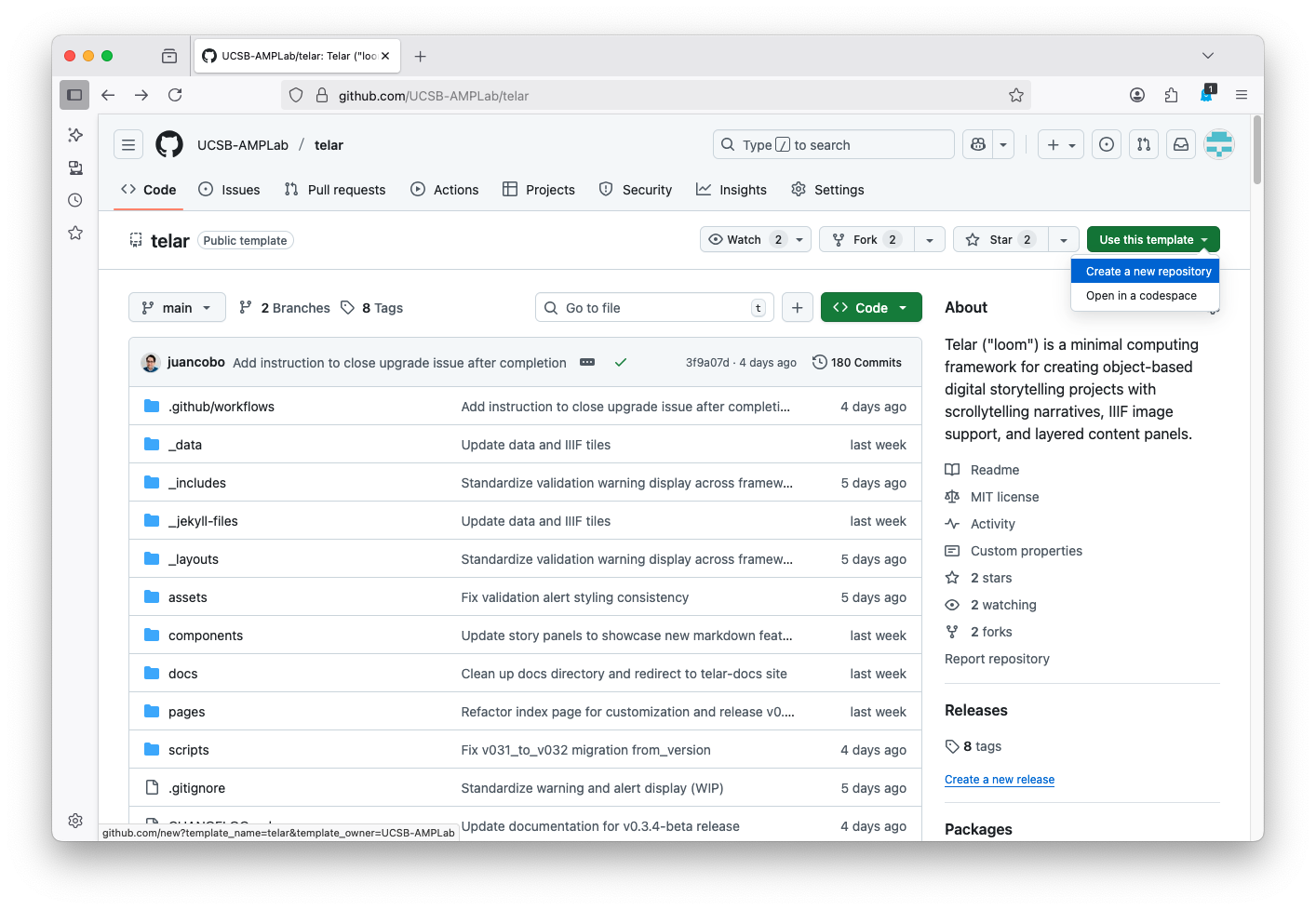 GitHub screenshot for Use this template button